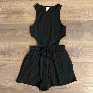 Le Lis black ribbed sleeveless, backless Romper, S